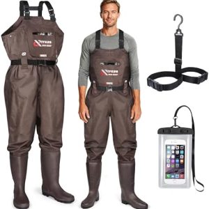 Upgraded 210D Nylon Chest Waders with Boots - Waterproof PVC Fishing & Hunting Waders for Men, Breathable Wading Gear